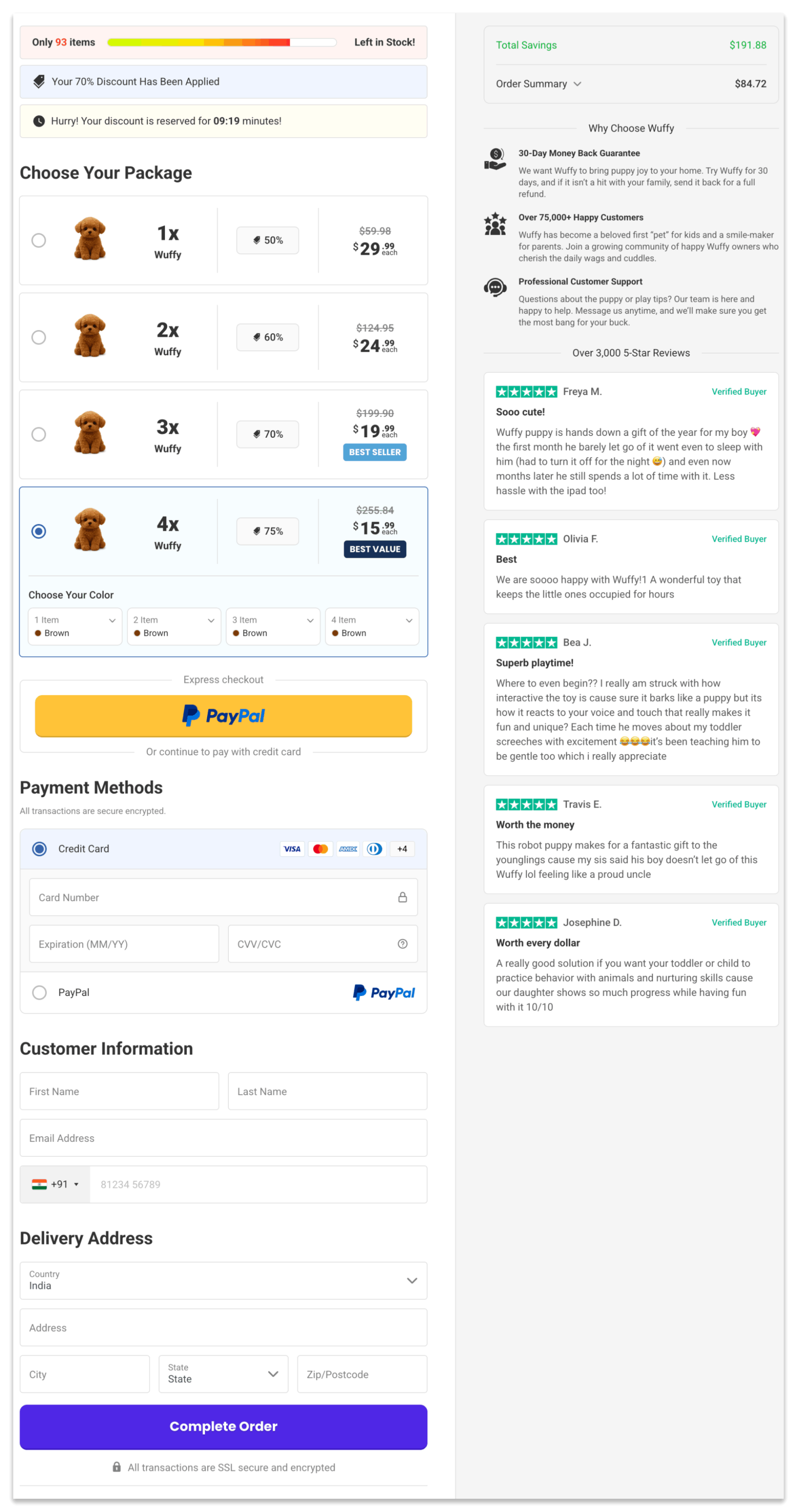 get wuffy checkout page